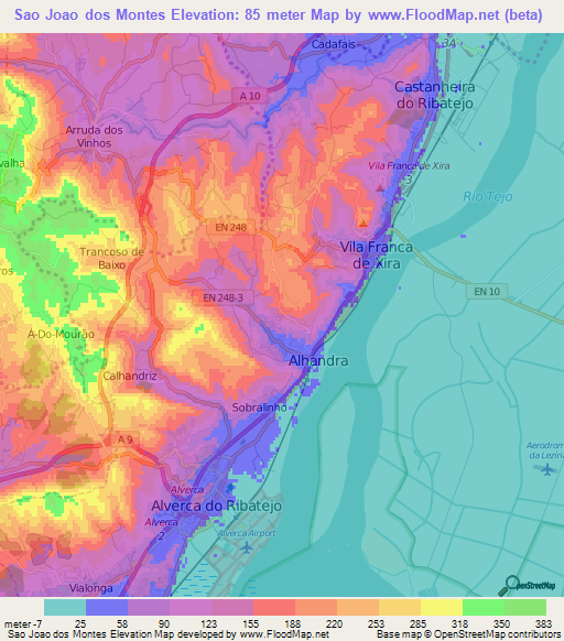 Sao Joao dos Montes,Portugal Elevation Map