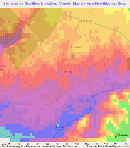 Sao Joao de Negrilhos,Portugal Elevation Map