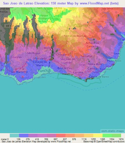 Sao Joao de Latrao,Portugal Elevation Map
