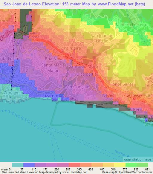 Sao Joao de Latrao,Portugal Elevation Map