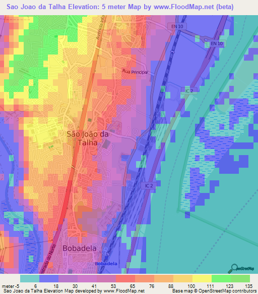 Sao Joao da Talha,Portugal Elevation Map