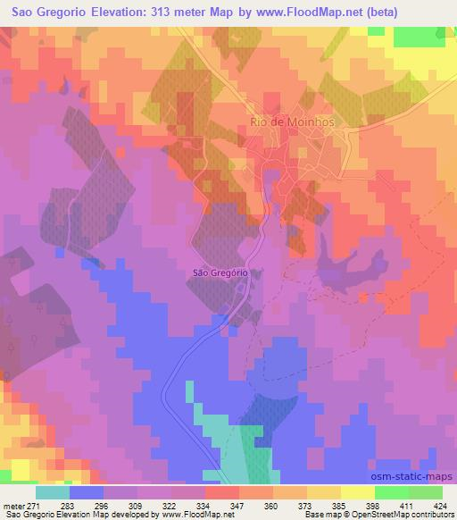 Sao Gregorio,Portugal Elevation Map