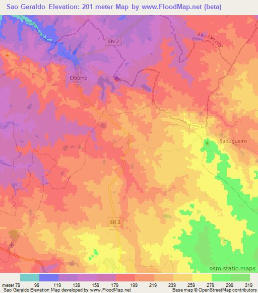Sao Geraldo,Portugal Elevation Map