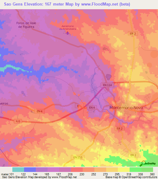 Sao Gens,Portugal Elevation Map