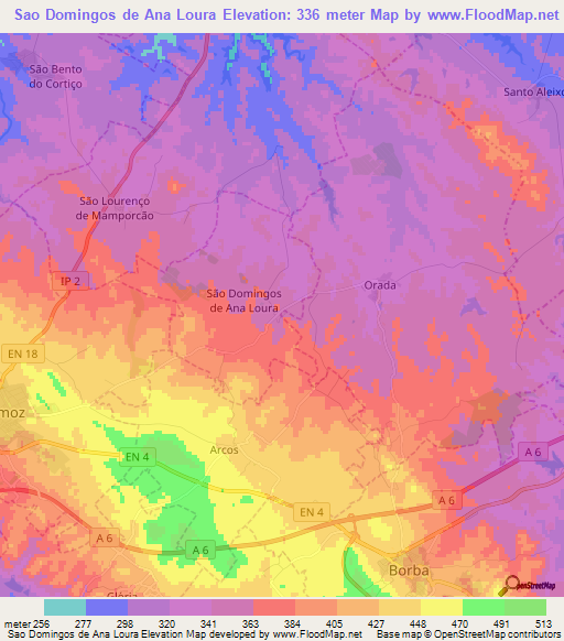Sao Domingos de Ana Loura,Portugal Elevation Map