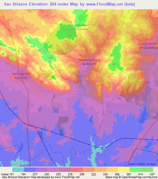 Sao Brissos,Portugal Elevation Map