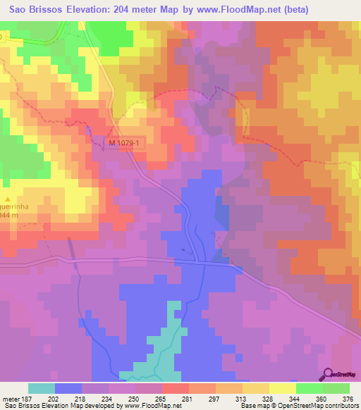 Sao Brissos,Portugal Elevation Map