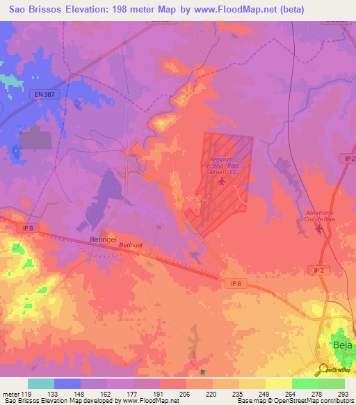 Sao Brissos,Portugal Elevation Map