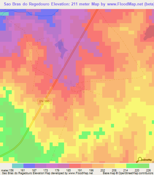 Sao Bras do Regedouro,Portugal Elevation Map