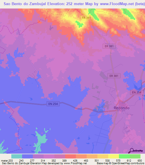 Sao Bento do Zambujal,Portugal Elevation Map