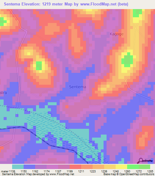 Sentema,Uganda Elevation Map