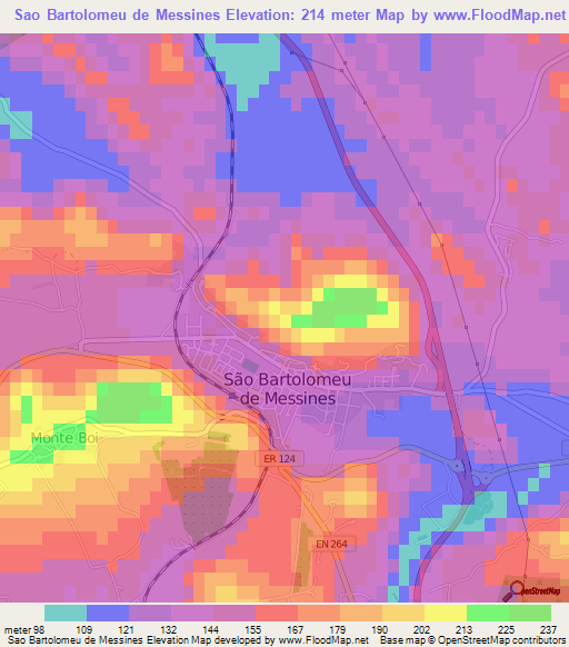Sao Bartolomeu de Messines,Portugal Elevation Map