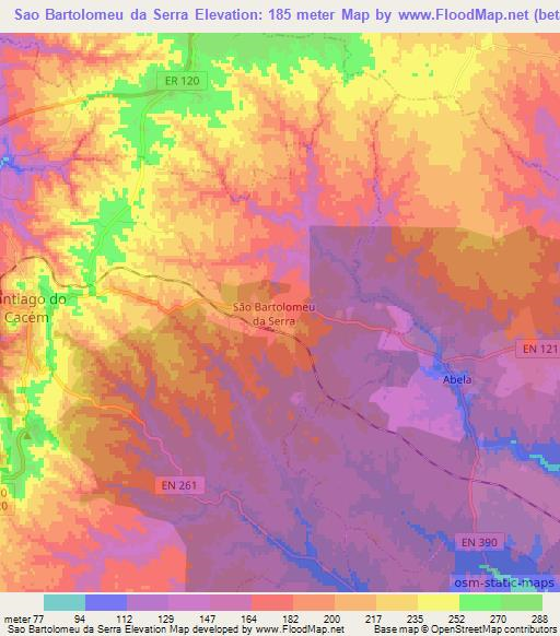 Sao Bartolomeu da Serra,Portugal Elevation Map