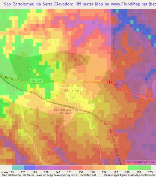 Sao Bartolomeu da Serra,Portugal Elevation Map