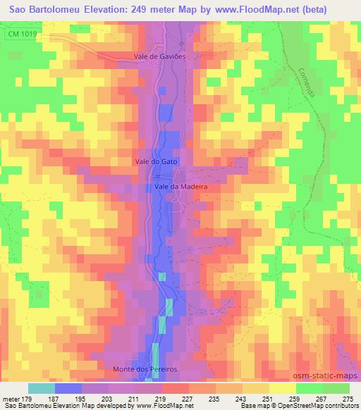 Sao Bartolomeu,Portugal Elevation Map