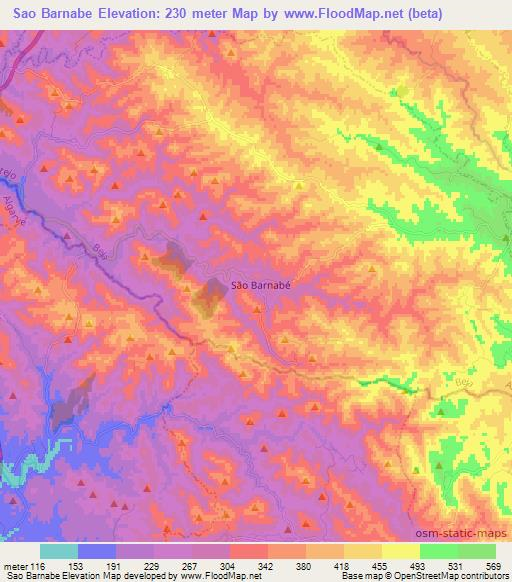 Sao Barnabe,Portugal Elevation Map