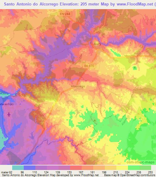Santo Antonio do Alcorrego,Portugal Elevation Map