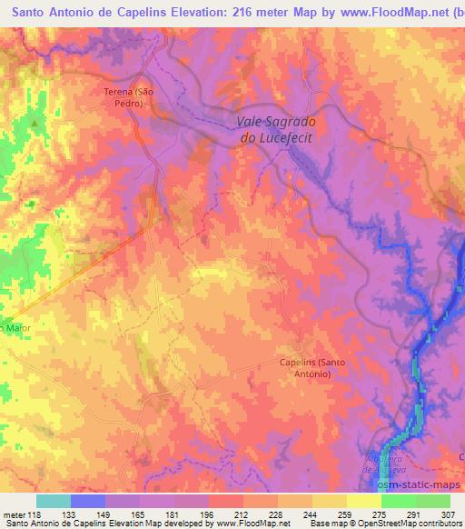 Santo Antonio de Capelins,Portugal Elevation Map