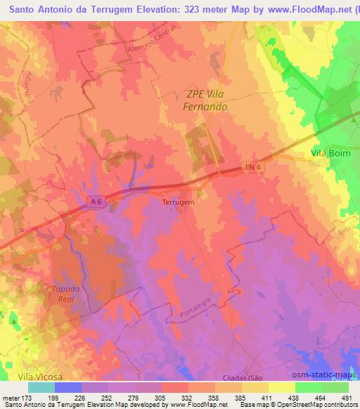 Santo Antonio da Terrugem,Portugal Elevation Map