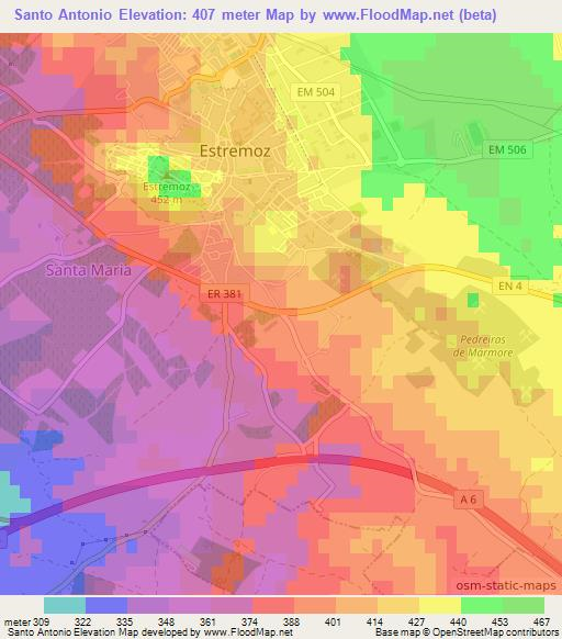 Santo Antonio,Portugal Elevation Map