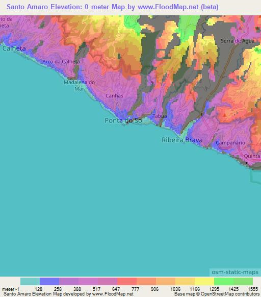 Santo Amaro,Portugal Elevation Map