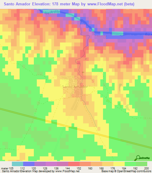 Santo Amador,Portugal Elevation Map