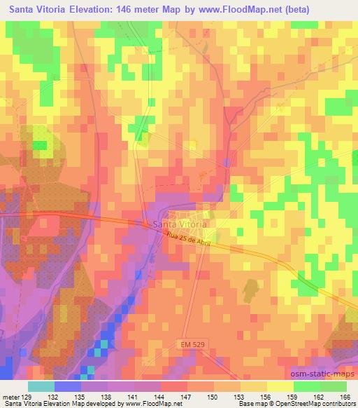 Santa Vitoria,Portugal Elevation Map