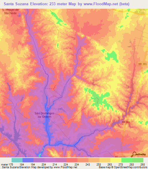Santa Suzana,Portugal Elevation Map
