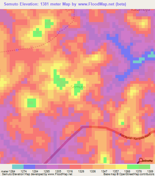 Semuto,Uganda Elevation Map