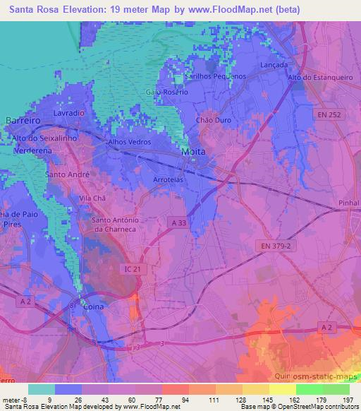 Santa Rosa,Portugal Elevation Map