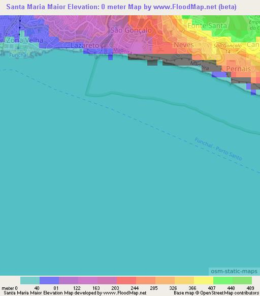Santa Maria Maior,Portugal Elevation Map