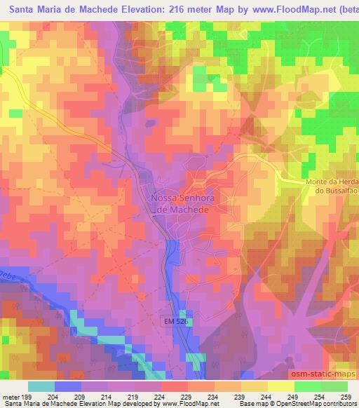 Santa Maria de Machede,Portugal Elevation Map