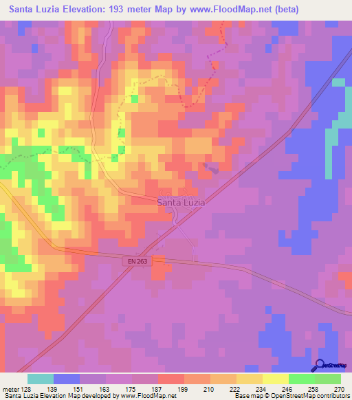 Santa Luzia,Portugal Elevation Map