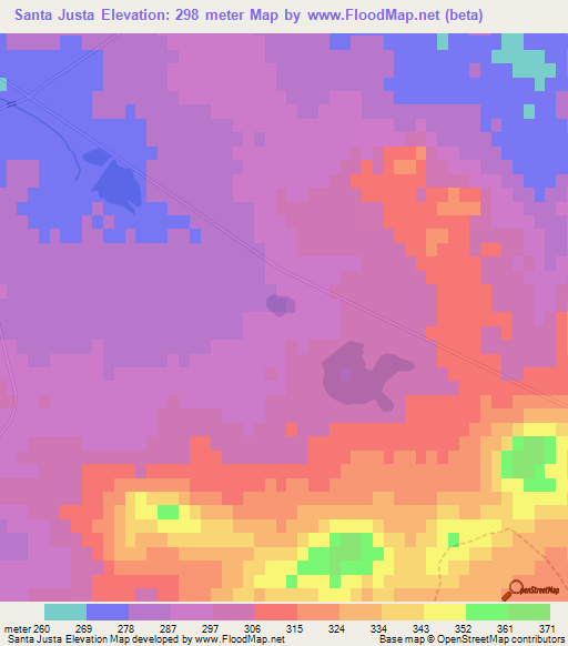 Santa Justa,Portugal Elevation Map