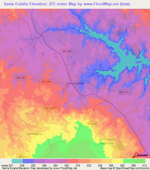 Santa Eulalia,Portugal Elevation Map