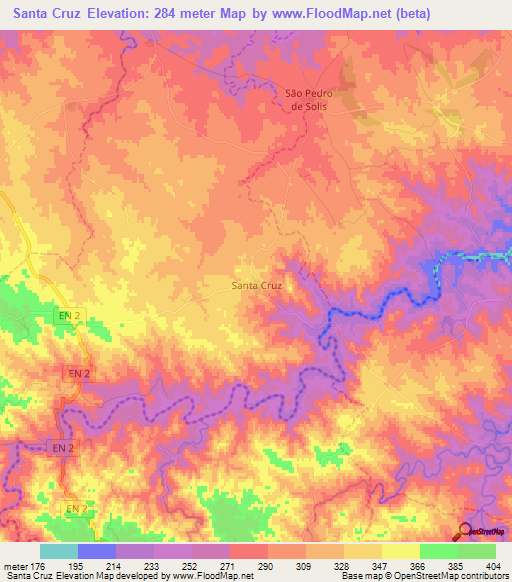 Santa Cruz,Portugal Elevation Map