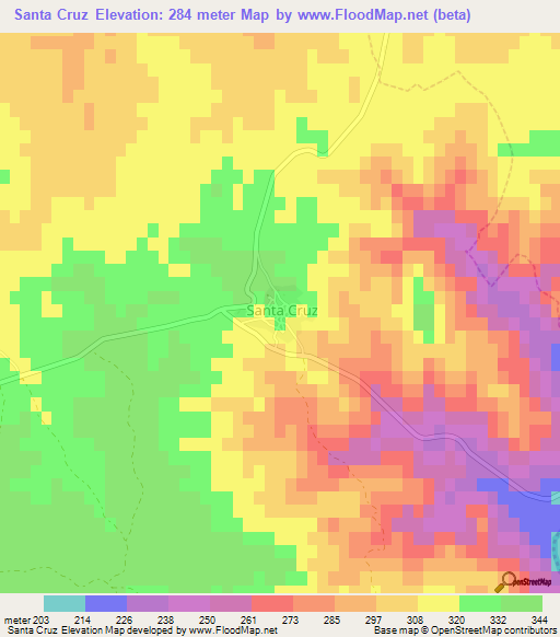 Santa Cruz,Portugal Elevation Map