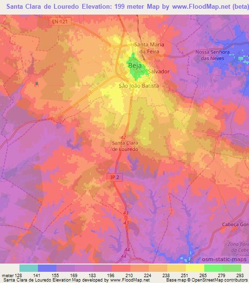 Santa Clara de Louredo,Portugal Elevation Map
