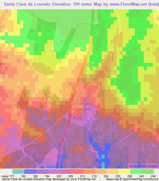 Santa Clara de Louredo,Portugal Elevation Map