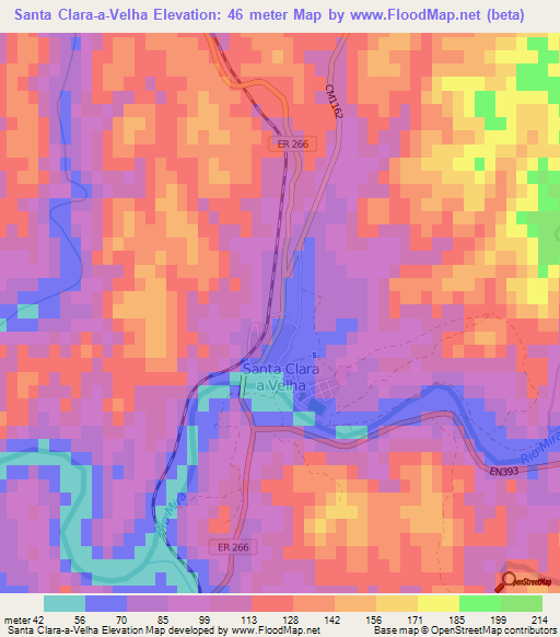 Santa Clara-a-Velha,Portugal Elevation Map