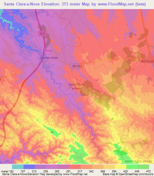Santa Clara-a-Nova,Portugal Elevation Map