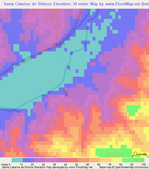 Santa Catarina de Sitimos,Portugal Elevation Map