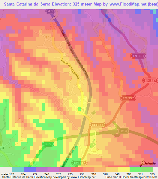 Santa Catarina da Serra,Portugal Elevation Map