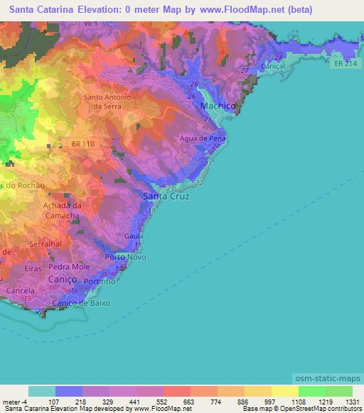 Santa Catarina,Portugal Elevation Map