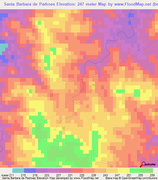 Santa Barbara de Padroes,Portugal Elevation Map
