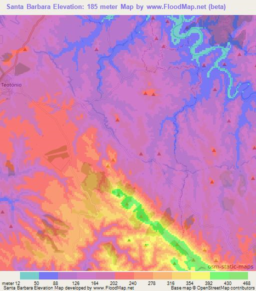Santa Barbara,Portugal Elevation Map