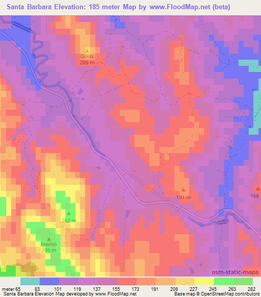 Santa Barbara,Portugal Elevation Map