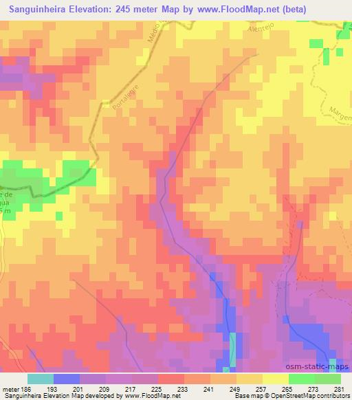 Sanguinheira,Portugal Elevation Map