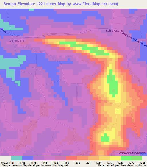 Sempa,Uganda Elevation Map