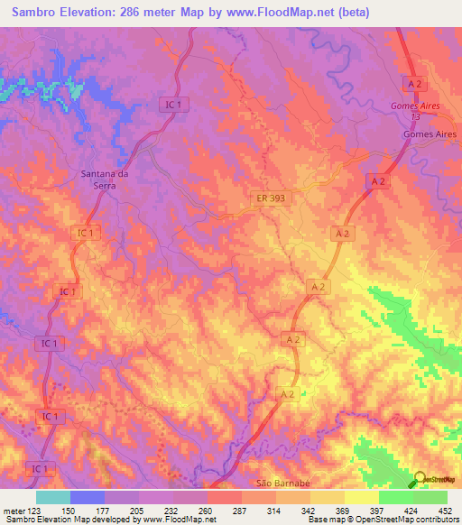 Sambro,Portugal Elevation Map
